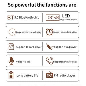 W8C Wooden Clock Subwoofer Bluetooth Speaker, Support TF Card & U Disk & 3.5mm AUX(Yellow Wood)