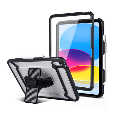 For iPad 10th Gen 10.9 2022 360 Full Body Shockproof Tablet Case with Grip & Holder & Pen Slot (Black)