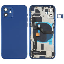 Battery Back Cover Assembly (with Side Keys & Speaker Ringer Buzzer & Motor & Camera Lens & Card Tray & Power Button + Volume Button + Charging Port & Wireless Charging Module) for iPhone 12(Blue)