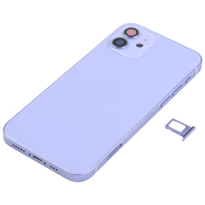 Battery Back Cover Assembly (with Side Keys & Speaker Ringer Buzzer & Motor & Camera Lens & Card Tray & Power Button + Volume Button + Charging Port & Wireless Charging Module) for iPhone 12(Purple)