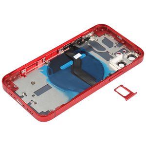 Battery Back Cover (with Side Keys & Card Tray & Power + Volume Flex Cable & Wireless Charging Module) for iPhone 12 Mini(Red)