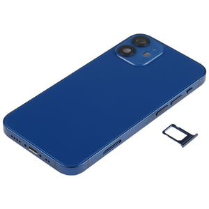 Battery Back Cover Assembly (with Side Keys & Speaker Ringer Buzzer & Motor & Camera Lens & Card Tray & Power Button + Volume Button + Charging Port & Wireless Charging Module) for iPhone 12 Mini(Blue)