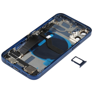 Battery Back Cover Assembly (with Side Keys & Speaker Ringer Buzzer & Motor & Camera Lens & Card Tray & Power Button + Volume Button + Charging Port & Wireless Charging Module) for iPhone 12 Mini(Blue)