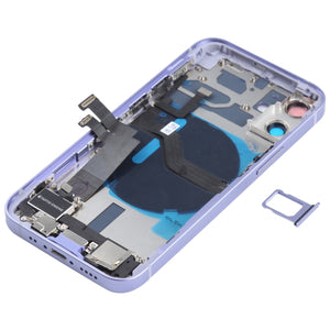 Battery Back Cover Assembly (with Side Keys & Speaker Ringer Buzzer & Motor & Camera Lens & Card Tray & Power Button + Volume Button + Charging Port & Wireless Charging Module) for iPhone 12 Mini(Purple)