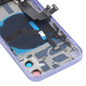 Battery Back Cover Assembly (with Side Keys & Speaker Ringer Buzzer & Motor & Camera Lens & Card Tray & Power Button + Volume Button + Charging Port & Wireless Charging Module) for iPhone 12 Mini(Purple)