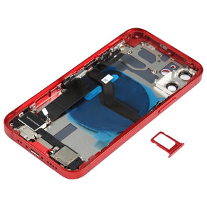 Battery Back Cover Assembly (with Side Keys & Speaker Ringer Buzzer & Motor & Camera Lens & Card Tray & Power Button + Volume Button + Charging Port & Wireless Charging Module) for iPhone 12 Mini(Red)