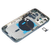 Battery Back Cover (with Side Keys & Card Tray & Power + Volume Flex Cable & Wireless Charging Module) for iPhone 12 Pro Max(Blue)