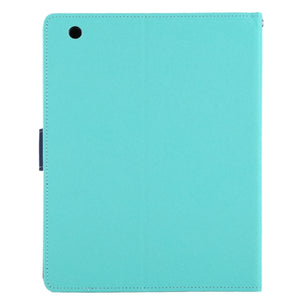 GOOSPERY FANCY DIARY for iPad 4 / 3 / 2 Cross Texture Leather Case with Holder & Card slots & Wallet (Mint Green)