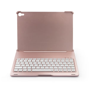 F105A Colorful Backlight Aluminum Backplane Wireless Bluetooth Keyboard Tablet Case for iPad Pro 11 inch （2018） (Rose Gold)