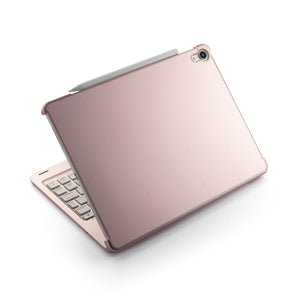 F105A Colorful Backlight Aluminum Backplane Wireless Bluetooth Keyboard Tablet Case for iPad Pro 11 inch （2018） (Rose Gold)