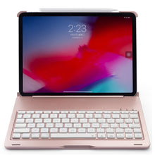 F105A Colorful Backlight Aluminum Backplane Wireless Bluetooth Keyboard Tablet Case for iPad Pro 11 inch （2018） (Rose Gold)