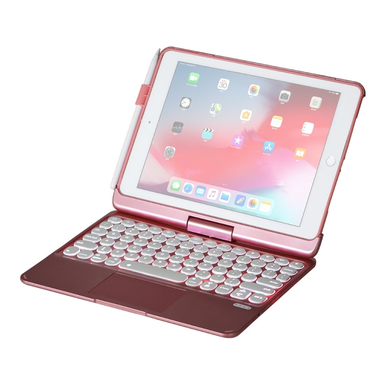 Q5 For iPad 2017 & 2018 / Pro 9.7 / Air 2 / Air Rotating Colorful Glowing Plastic Dot Bluetooth Keyboard (Rose Gold)