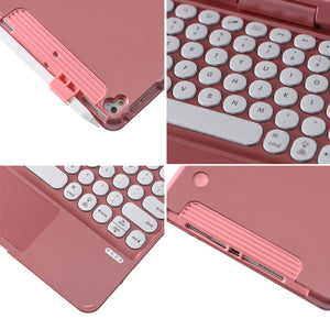 Q5 For iPad 2017 & 2018 / Pro 9.7 / Air 2 / Air Rotating Colorful Glowing Plastic Dot Bluetooth Keyboard (Rose Gold)