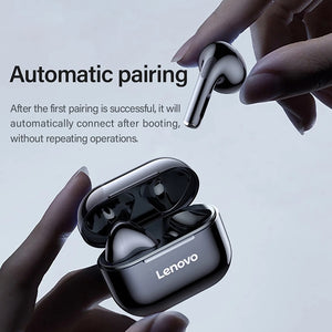 Original Lenovo LivePods LP40 TWS IPX4 Waterproof Bluetooth Earphone with Charging Box, Support Touch & HD Call & Siri & Master-slave Switching (Black)