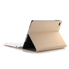 A05 Bluetooth 3.0 Ultra-thin ABS Detachable Bluetooth Keyboard Leather Tablet Case for iPad mini 5, with Holder(Gold)