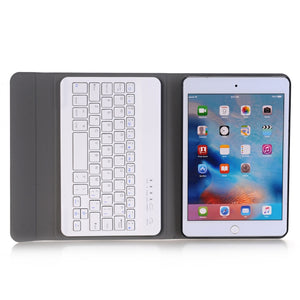 A05 Bluetooth 3.0 Ultra-thin ABS Detachable Bluetooth Keyboard Leather Tablet Case for iPad mini 5, with Holder(Gold)