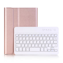 A05 Bluetooth 3.0 Ultra-thin ABS Detachable Bluetooth Keyboard Leather Tablet Case for iPad mini 5, with Holder(Rose Gold)