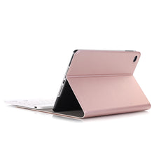 A05 Bluetooth 3.0 Ultra-thin ABS Detachable Bluetooth Keyboard Leather Tablet Case for iPad mini 5, with Holder(Rose Gold)