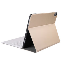 A12B Bluetooth 3.0 Ultra-thin Detachable Bluetooth Keyboard Leather Tablet Case for iPad Pro 12.9 inch （2018）, with Pen Slot & Holder(Gold)