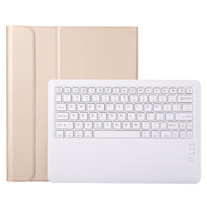 A12B Bluetooth 3.0 Ultra-thin Detachable Bluetooth Keyboard Leather Tablet Case for iPad Pro 12.9 inch （2018）, with Pen Slot & Holder(Gold)