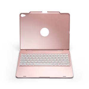 F129S ABS Colorful Backlit Bluetooth Keyboard Tablet Case for iPad Pro 12.9 inch （2018）, with Pen Slot(Rose Gold)