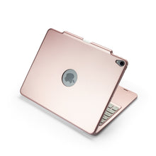 F129S ABS Colorful Backlit Bluetooth Keyboard Tablet Case for iPad Pro 12.9 inch （2018）, with Pen Slot(Rose Gold)