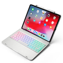 F129S ABS Colorful Backlit Bluetooth Keyboard Tablet Case for iPad Pro 12.9 inch （2018）, with Pen Slot(Silver)
