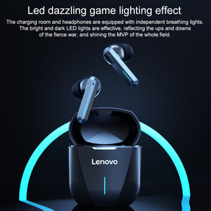 Original Lenovo XG01 IPX5 Waterproof Dual Microphone Noise Reduction Bluetooth Gaming Earphone with Charging Box & LED Breathing Light, Support Touch & Game / Music Mode (Tarnish)