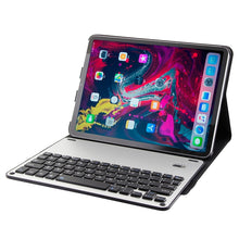 1139B Detachable Bluetooth 3.0 Aluminum Alloy Keyboard + Lambskin Texture Leather Tablet Case for iPad Pro 11 inch (2018), with Three-gear Adjustment / Magnetic / Sleep Function (Black Silver)