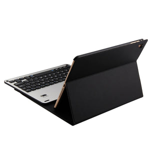 FT-1038B Detachable Bluetooth 3.0 Aluminum Alloy Keyboard + Lambskin Texture Leather Tablet Case for iPad Air / Air 2 / iPad Pro 9.7 inch, with Water Repellent / Three-gear Angle Adjustment / Magnetic / Sleep Function (Black)