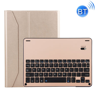 FT-1038B Detachable Bluetooth 3.0 Aluminum Alloy Keyboard + Lambskin Texture Leather Tablet Case for iPad Air / Air 2 / iPad Pro 9.7 inch, with Water Repellent / Three-gear Angle Adjustment / Magnetic / Sleep Function (Gold)