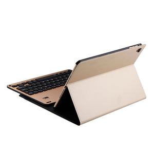 FT-1038B Detachable Bluetooth 3.0 Aluminum Alloy Keyboard + Lambskin Texture Leather Tablet Case for iPad Air / Air 2 / iPad Pro 9.7 inch, with Water Repellent / Three-gear Angle Adjustment / Magnetic / Sleep Function (Gold)