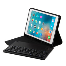 FT-1038E Detachable Bluetooth 3.0 Aluminum Alloy Keyboard + Lambskin Texture Leather Tablet Case for iPad Air / Air 2 / iPad Pro 9.7 inch, with Pen Slot / Water Repellent / Three-gear Angle Adjustment / Magnetic / Sleep Function (Black)