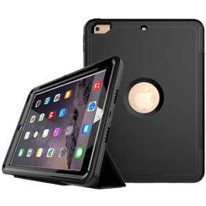 For iPad 9.7 (2018) & iPad 9.7 (2017) 3-fold Magnetic Protective Case with Smart Cover Auto-sleep & Awake Function(Black)