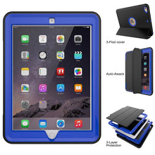 For iPad 9.7 (2018) & iPad 9.7 (2017) 3-fold Magnetic Protective Case with Smart Cover Auto-sleep & Awake Function(Blue)