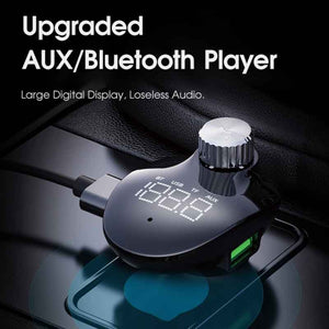 ROCK SPACE B302 18W QC3.0 Dual USB Digital Display Bluetooth Car Charger, Support 64GB U Disk & TF Card / FM / AUX / Hands-free Call (Black)