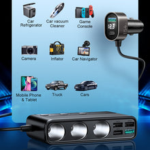 JOYROOM JR-CL06 9 in 1 154W PD USB-C / Type-C + Dual QC3.0 USB + 3 USB + 3 Cigarette Lighter Holes Digital Display Car Charger (Black)