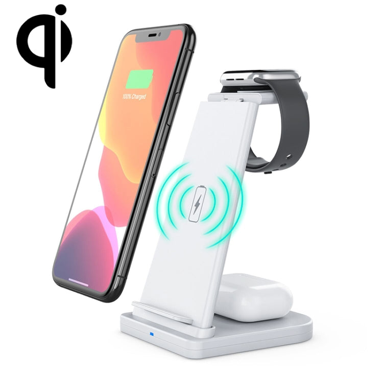 HQ-UD21 3 in 1 Folding Mobile Phone Watch Multi-Function Charging Stand Wireless Charger for iPhones & Apple Watch & Airpods (White)