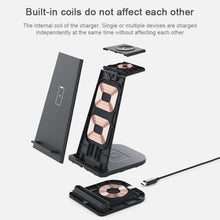 HQ-UD21 3 in 1 Folding Mobile Phone Watch Multi-Function Charging Stand Wireless Charger for iPhones & Apple Watch & Airpods (Black)