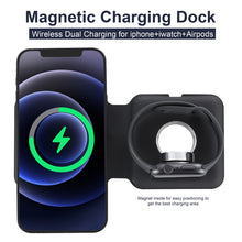 Q500 Foldable Magnetic Dual Wireless Charger for Phones / iWatch / AirPods(Black)