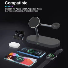 T268 5 in 1 15W Multi-function Magnetic Wireless Charger for iPhone 12 Series & Apple Watchs & AirPods 1 / 2 / Pro, with LED Light (Black)