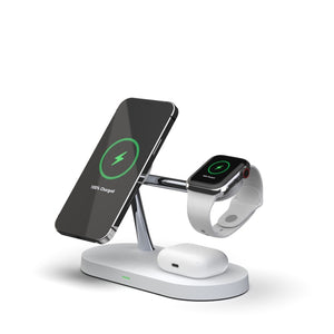 T268 5 in 1 15W Multi-function Magnetic Wireless Charger for iPhone 12 Series & Apple Watchs & AirPods 1 / 2 / Pro, with LED Light (White)