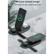 V9 3 in 1 Retractable Folding Multi-function Magnetic Wireless Charging Base for Phones & Apple Watch Series & AirPods(Black)