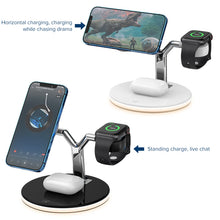 3 in 1 15W Multi-function Magnetic Wireless Charger for Mobile Phones & Apple Watches & AirPods , with Colorful LED Light(Black)