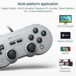 8Bitdo SN30 PRO USB Wired Gamepad Joystick for Swith / Steam / PC(Grey)