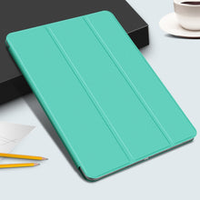 Horizontal Flip Ultra-thin Double-sided Clip Magnetic PU Leather Case for iPad Pro 12.9 inch (2018), with Three-folding Holder & Sleep / Wake-up Function(Mint Green)