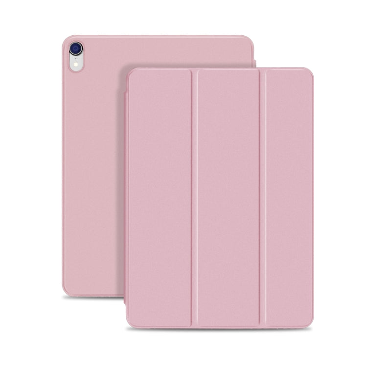 Horizontal Flip Ultra-thin Double-sided Clip Magnetic PU Leather Case for iPad Pro 12.9 inch (2018), with Three-folding Holder & Sleep / Wake-up Function(Rose Gold)