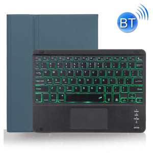 X-11BCS Skin Plain Texture Detachable Bluetooth Keyboard Tablet Case for iPad Pro 11 inch 2020 / 2018, with Touchpad & Pen Slot & Backlight (Dark Green)