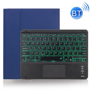 X-11BCS Skin Plain Texture Detachable Bluetooth Keyboard Tablet Case for iPad Pro 11 inch 2020 / 2018, with Touchpad & Pen Slot & Backlight (Blue)