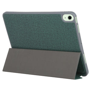 Mutural YASHI Series TPU + PU Cloth Pattern Texture Horizontal Flip Leather Case with Three-folding Holder & Pen Slot & Wake-up / Sleep Function For iPad Air 2022 / 2020 10.9(Green)